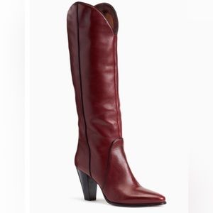 Burgundy Kate Spade Heeled Leather Boots